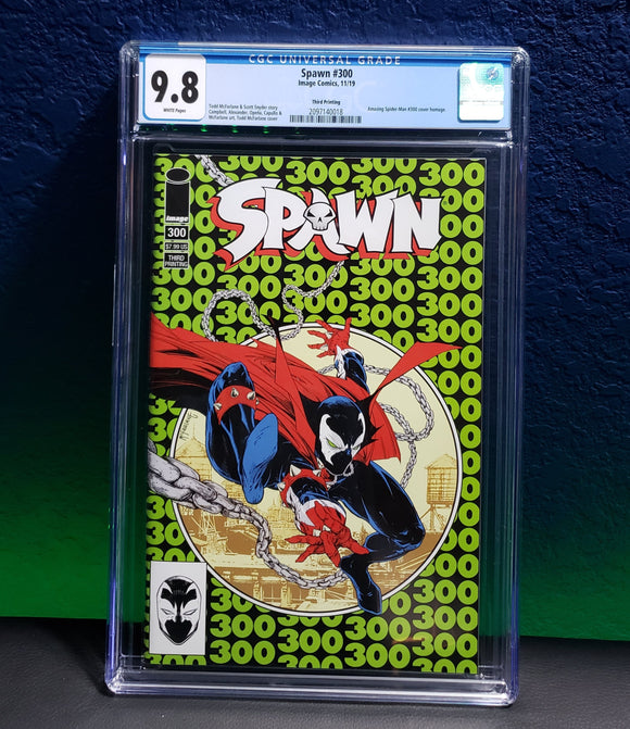 Spawn #300 CGC 9.8 3rd Print variant Green cover spider-man 300 homage - grayskullhobbies.com