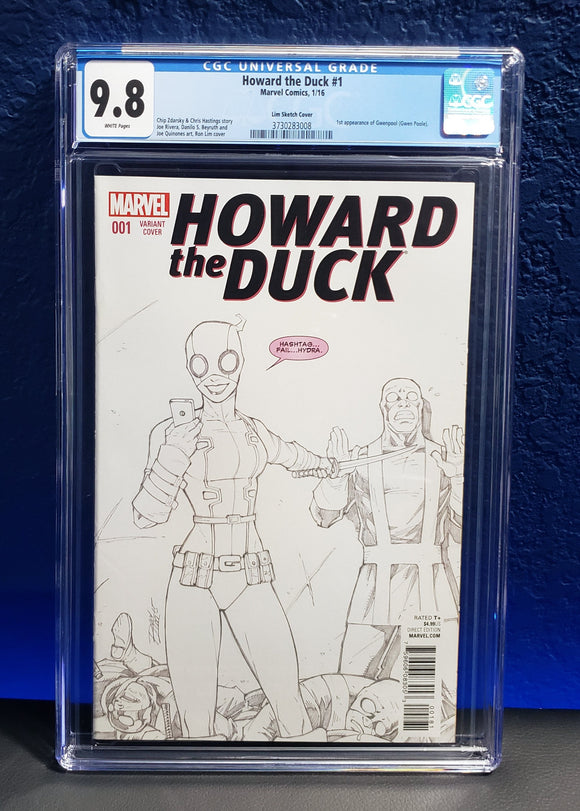 HOWARD THE DUCK #1 CGC 9.8 Ron Lim Sketch Variant 1st Gwenpool Gwen Poole